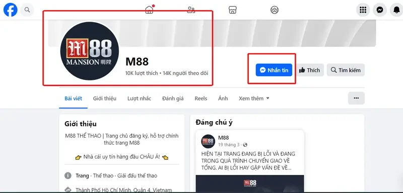 Kênh Liên hệ M88 đang được áp dụng 